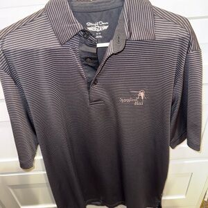 Straight Down Men's Gray Striped Polo Shirt